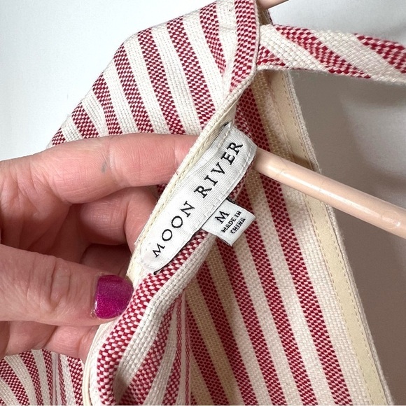 Moon River Red and Cream Stripe Button Front Mini Dress Size Medium - Picture 10 of 16